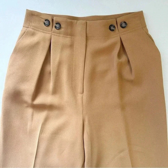 Topshop Betty Peg Trousers High Waisted Cropped Paperbag Pants Tan Camel Size 4 - Picture 13 of 16